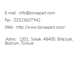 Bora Bora Apart Otel iletiim bilgileri